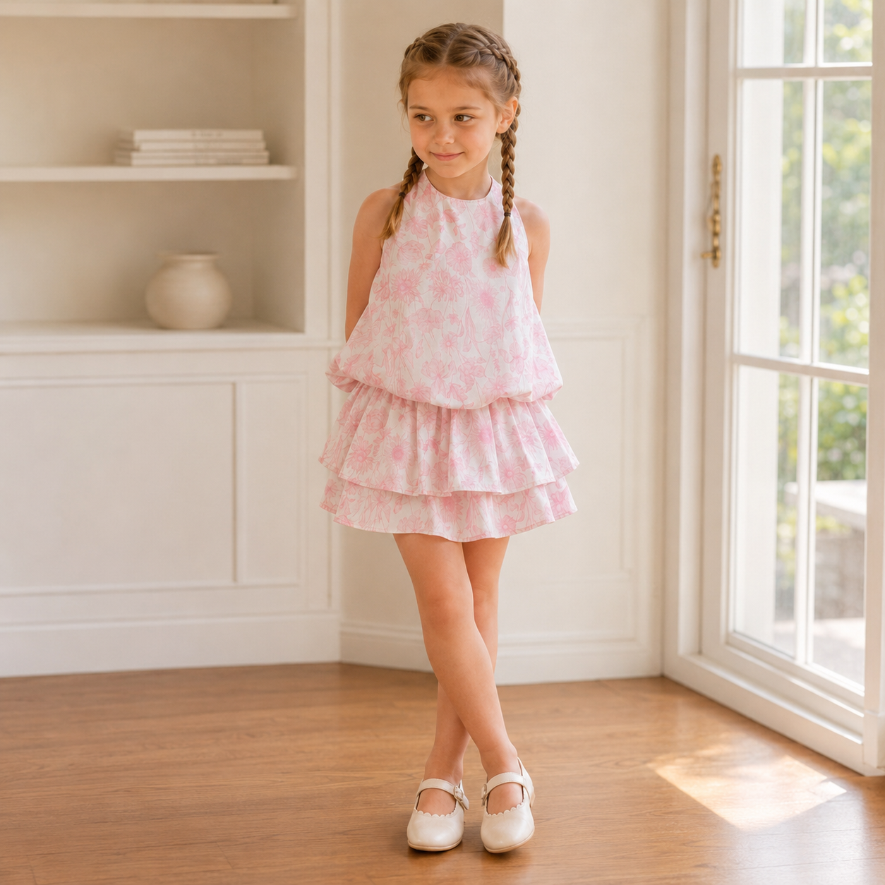 Antique Floral Two-Piece Set - pink