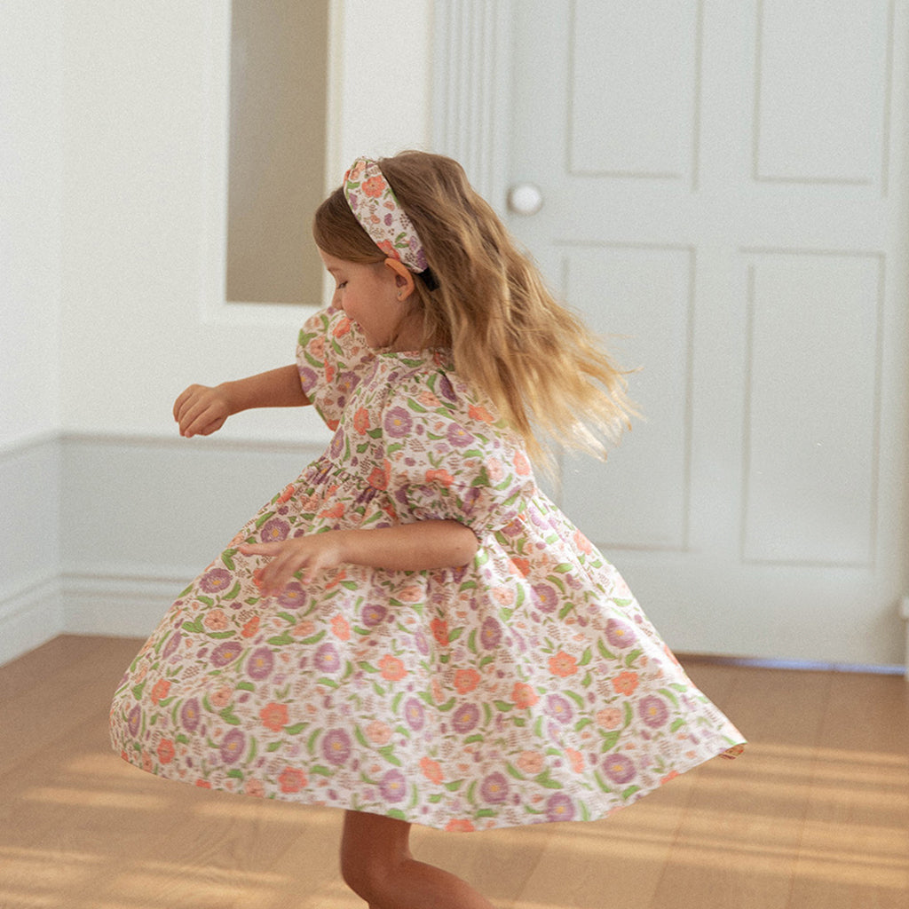 NOU NOU Freesia Floral A-Line Dress Pink – girls dress alternate view
