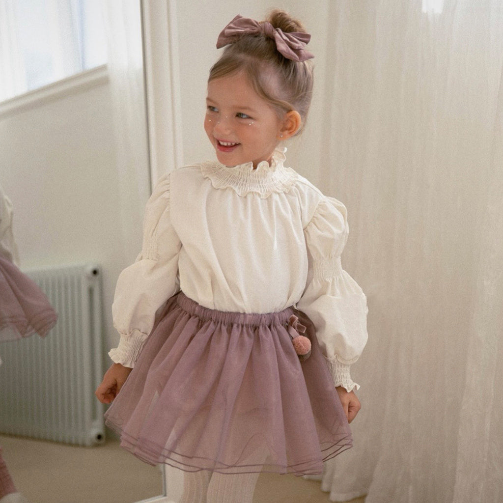 NOU NOU Rose Pintuck Cotton Blouse in White | cotton girls top | Victoria Kids Wear