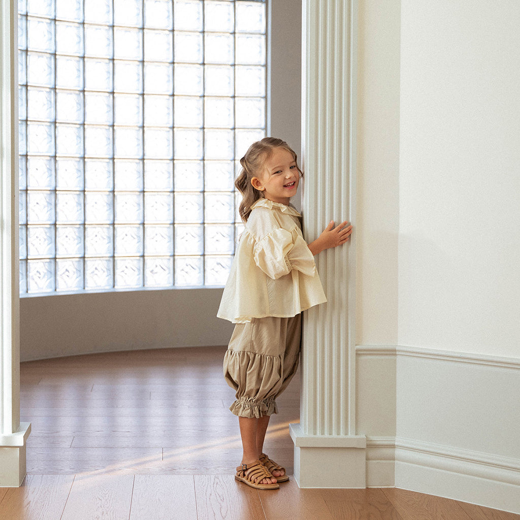 Silky Petal Flounce Blouse - Gold