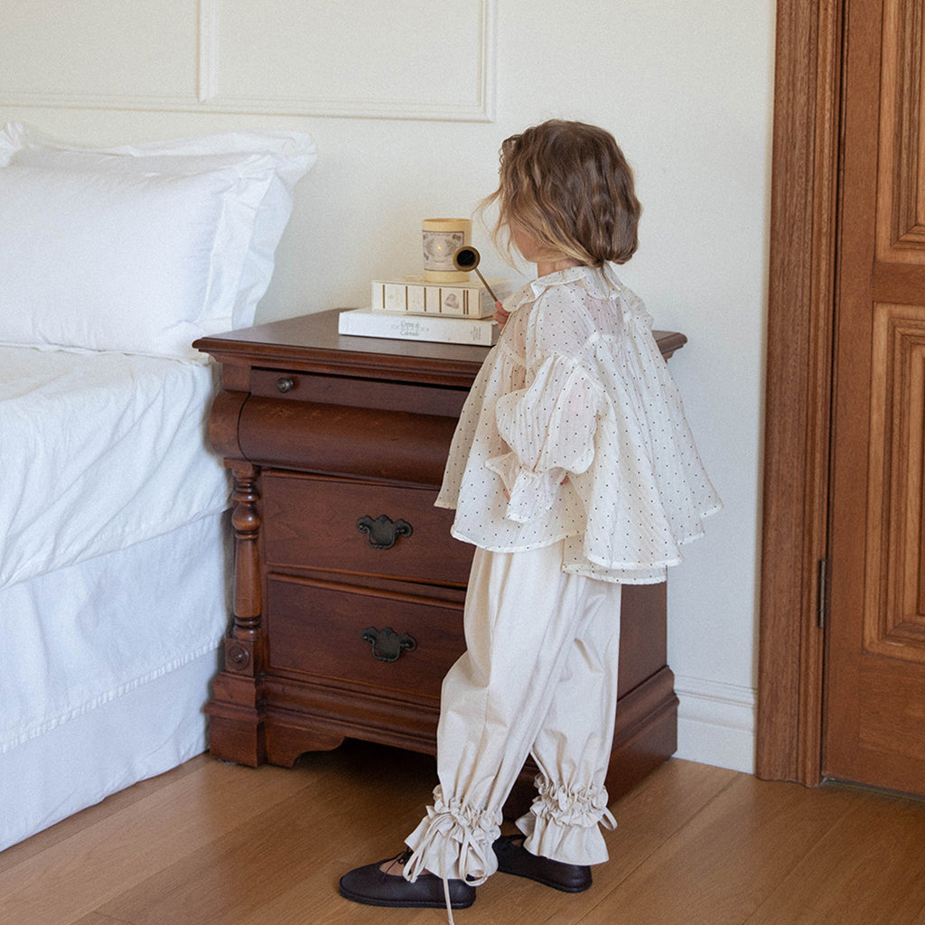 Spring Smocked Waist Pants - Light Beige