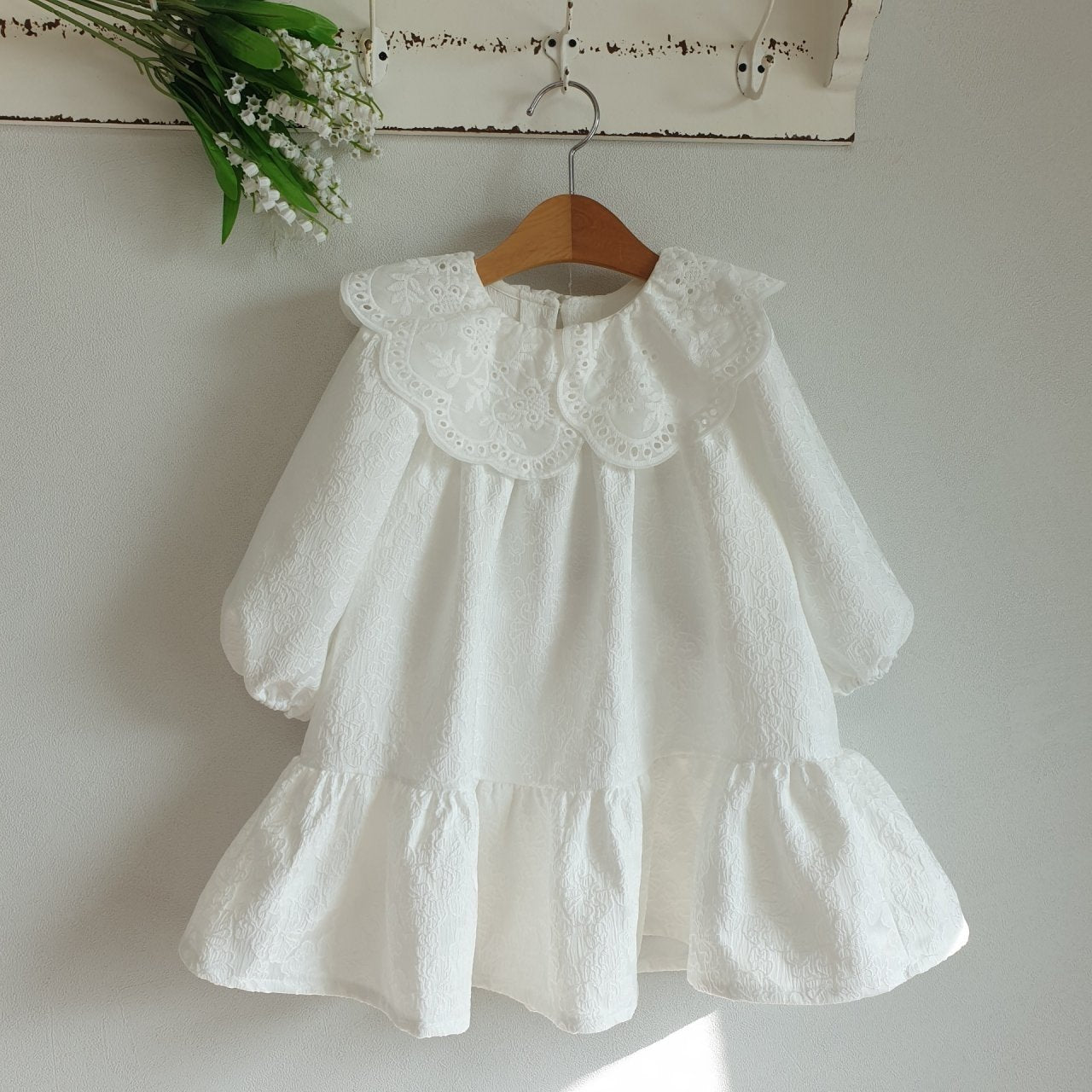 Eclair Kate Cotton Eyelet Dress in Ivory | cotton girls dress | Victoria Kids Wear