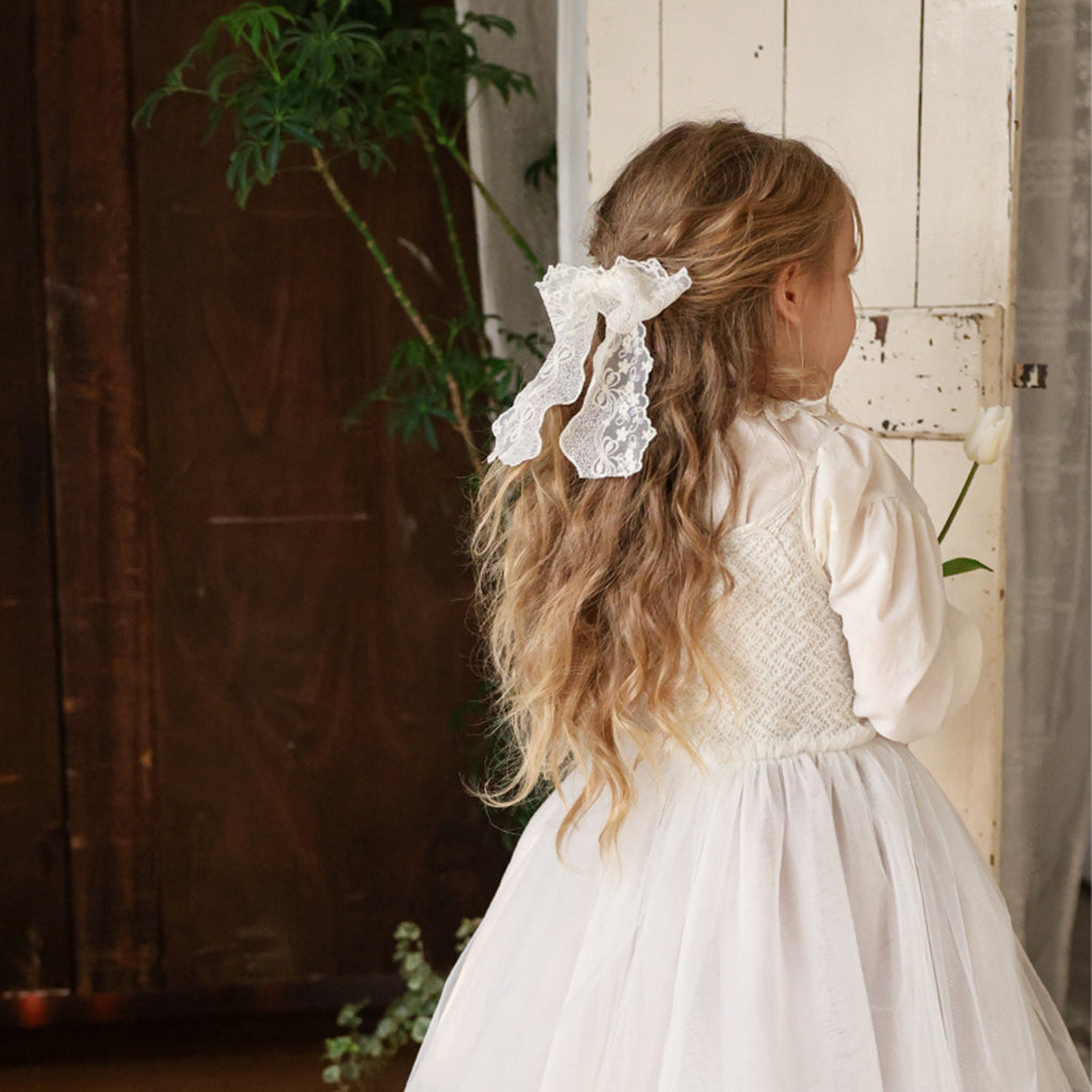 Puella Flo Madeline Ribbon Hair Clip in Ivory | girls hair accessory | Victoria Kids Wear