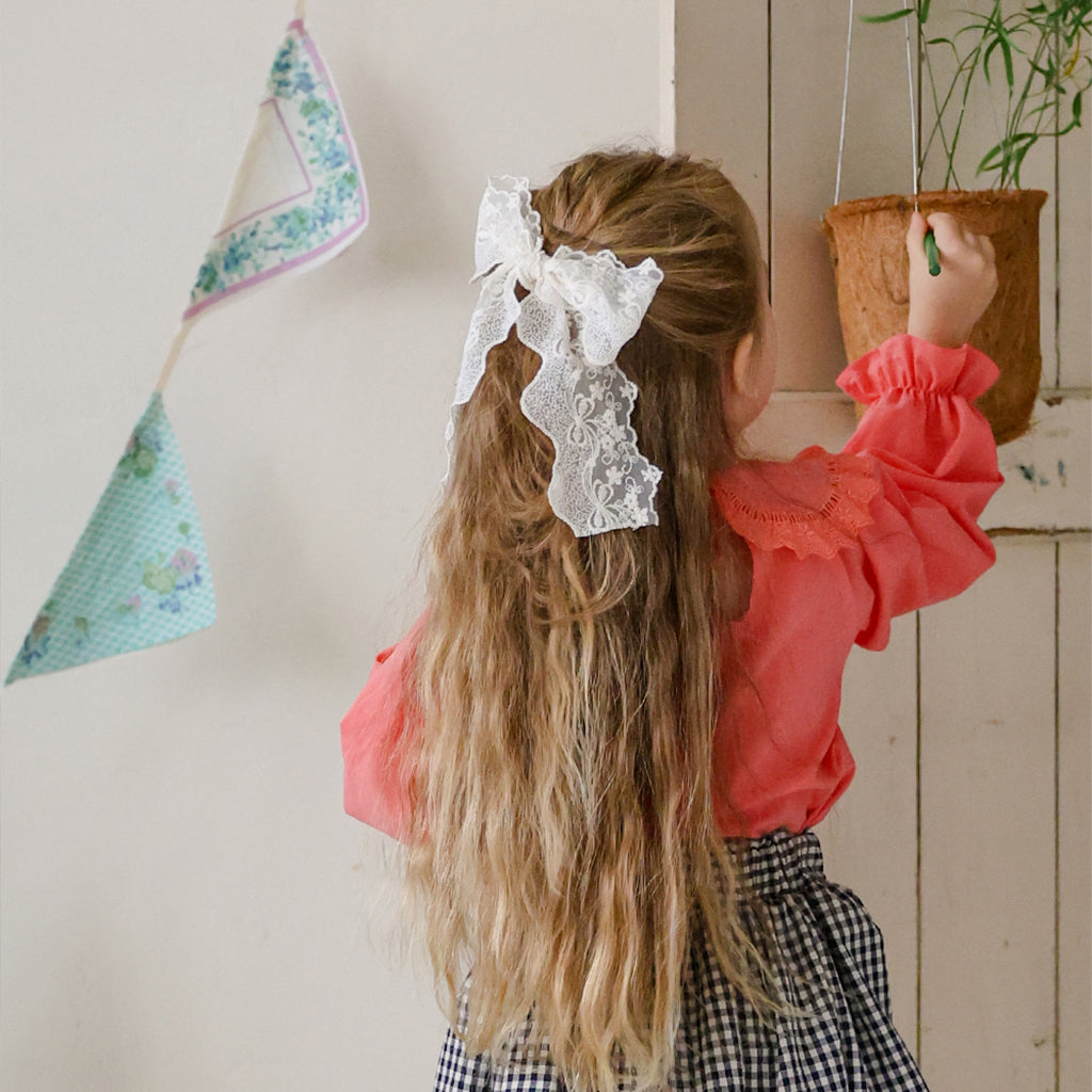 Puella Flo Madeline Ribbon Hair Clip Ivory – girls hair accessory alternate view