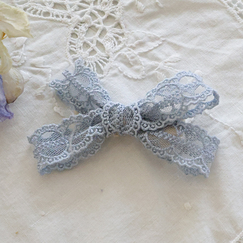 Puella Flo Lou Bow Hair Clip Blue – girls hair accessory close-up detail