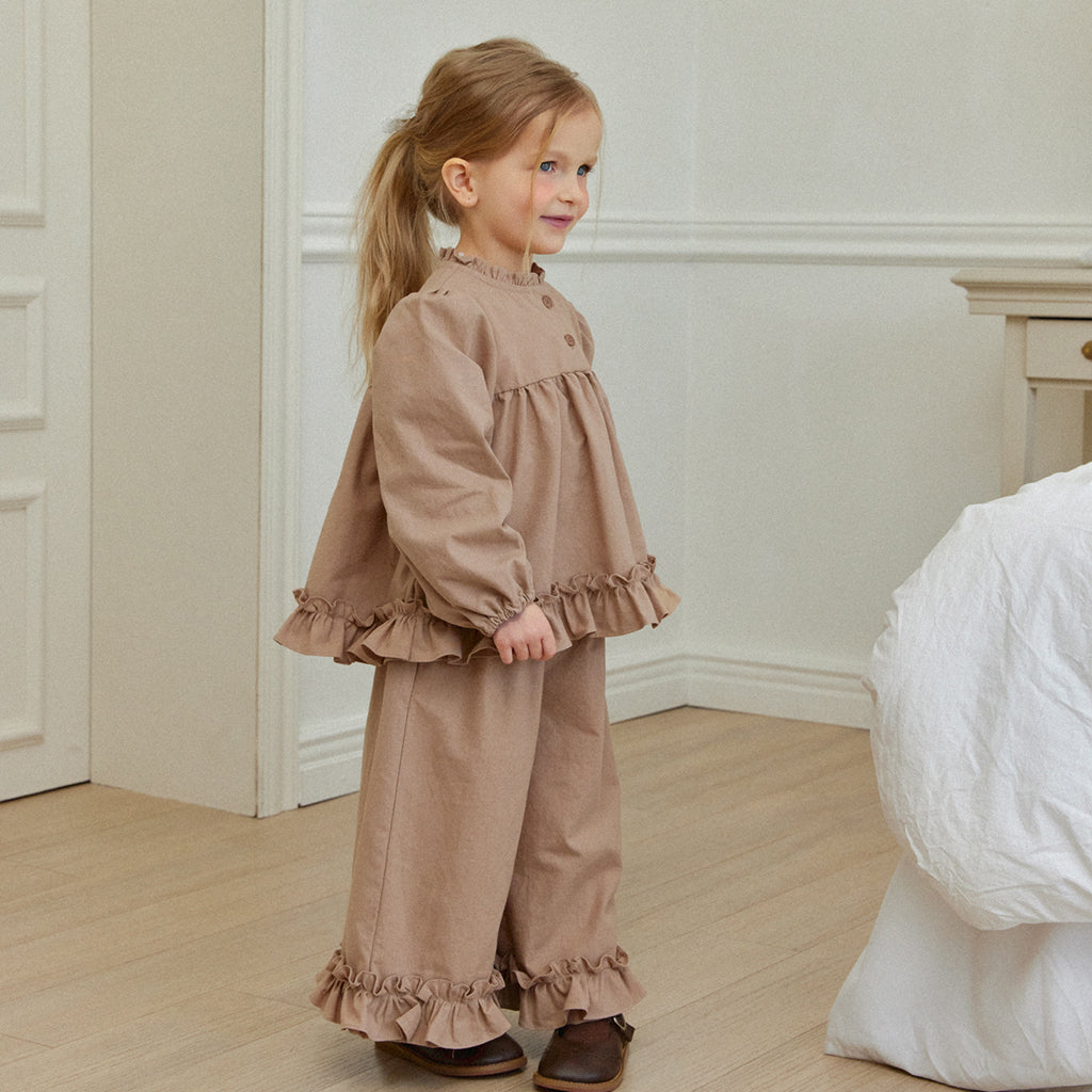 Square Frill Coord Set - Brown
