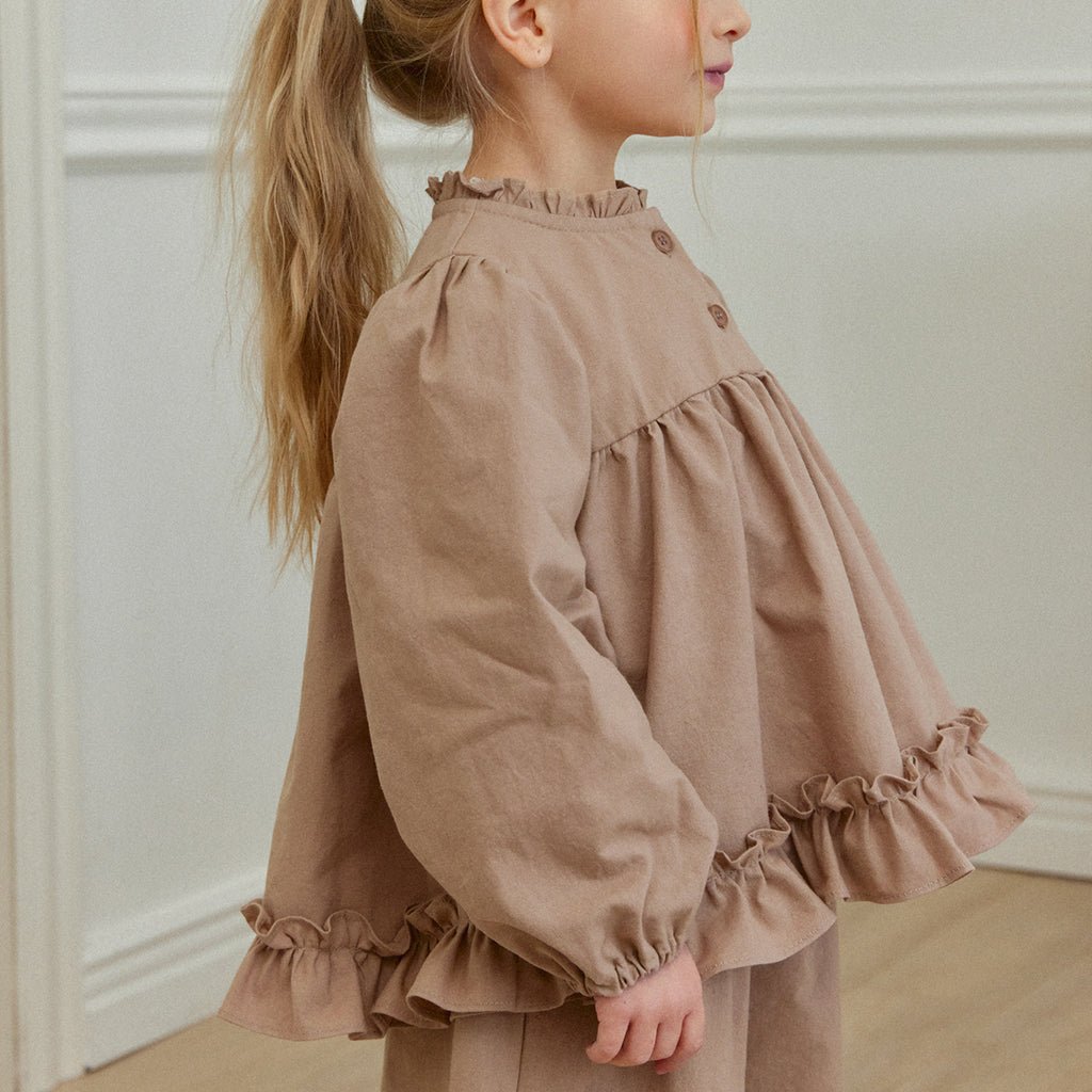 Square Frill Coord Set - Brown