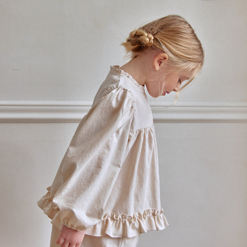 ROA Square Frill Coord Set Cream – girls matching set alternate view