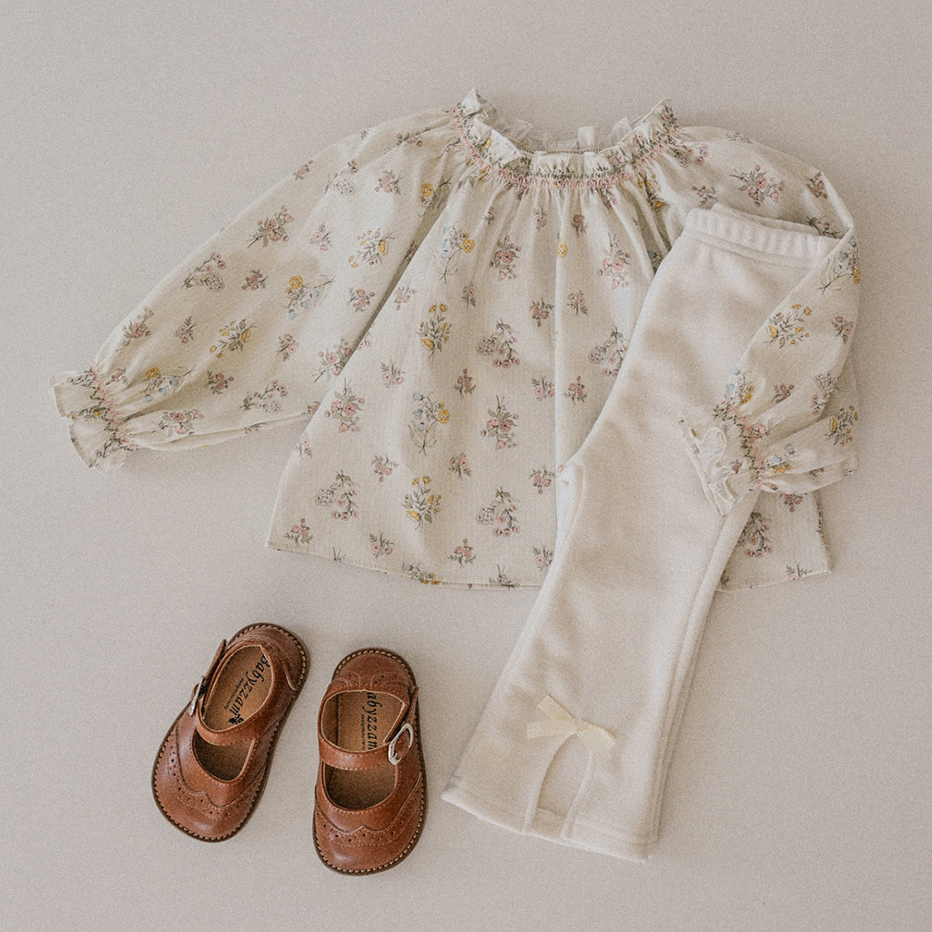 Smocked Floral Print Blouse - Floral
