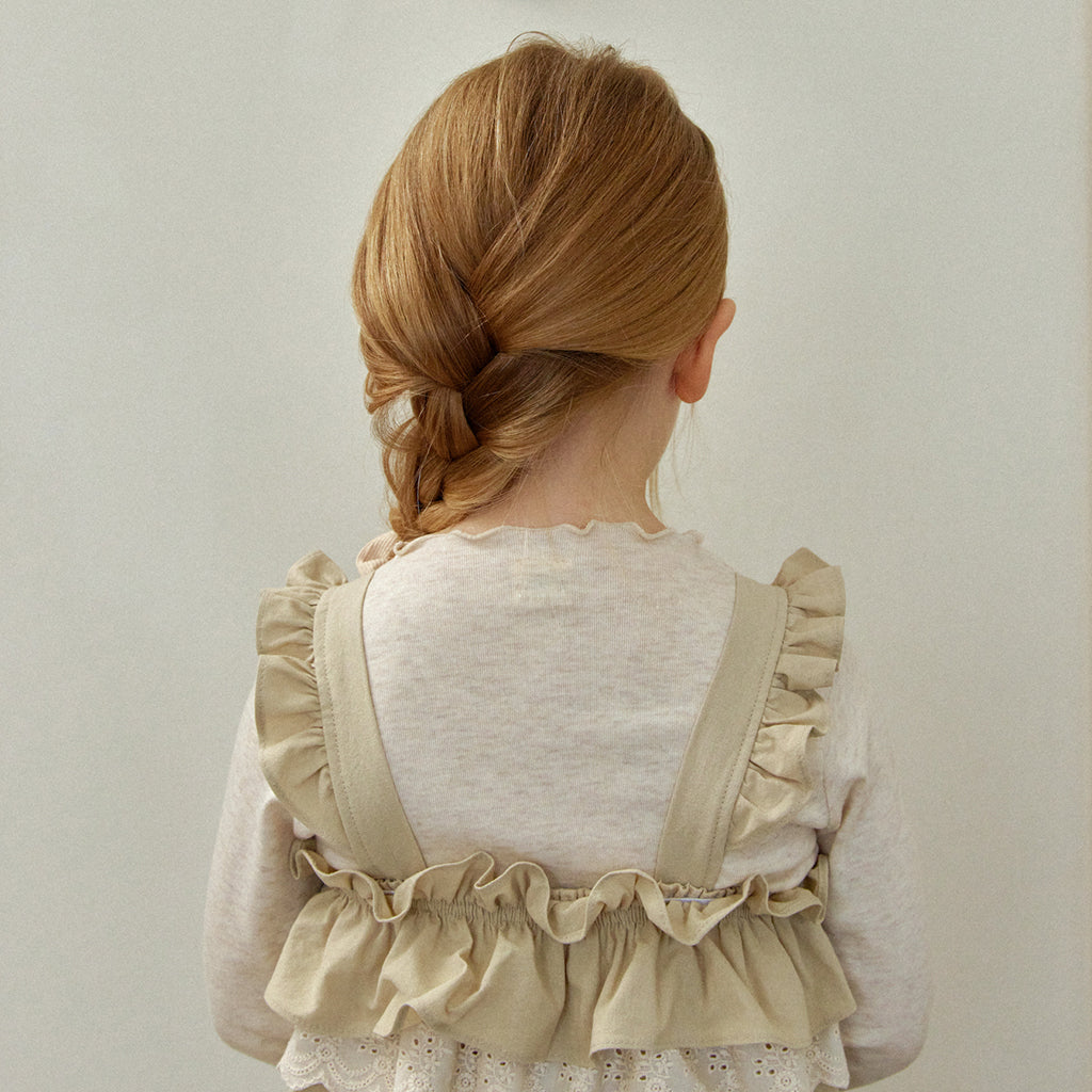Lace Frill Overalls - Beige