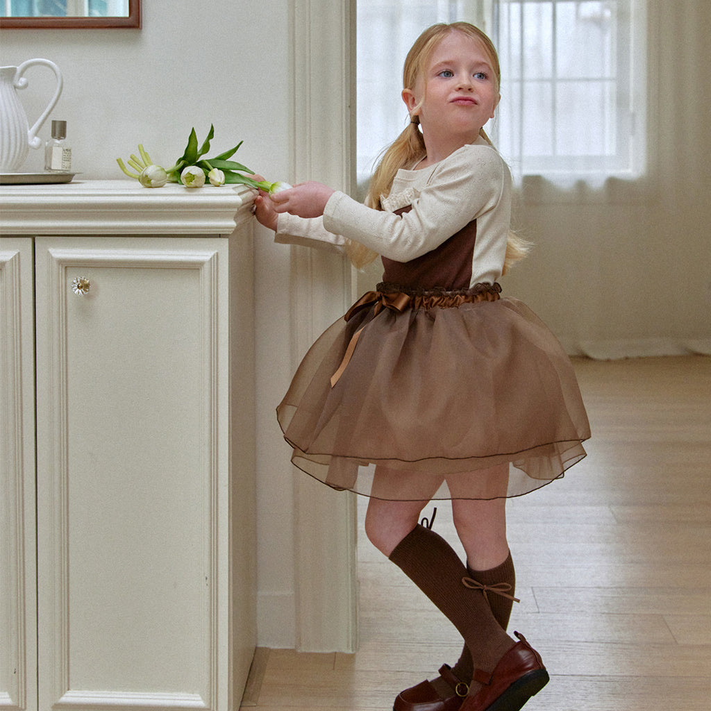 ROA Ballet tutu double layer tulle in Brown | polyester girls bottom | Victoria Kids Wear