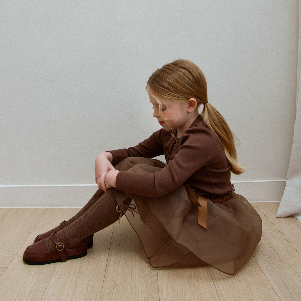 ROA Ballet tutu double layer tulle Brown – girls bottom alternate view
