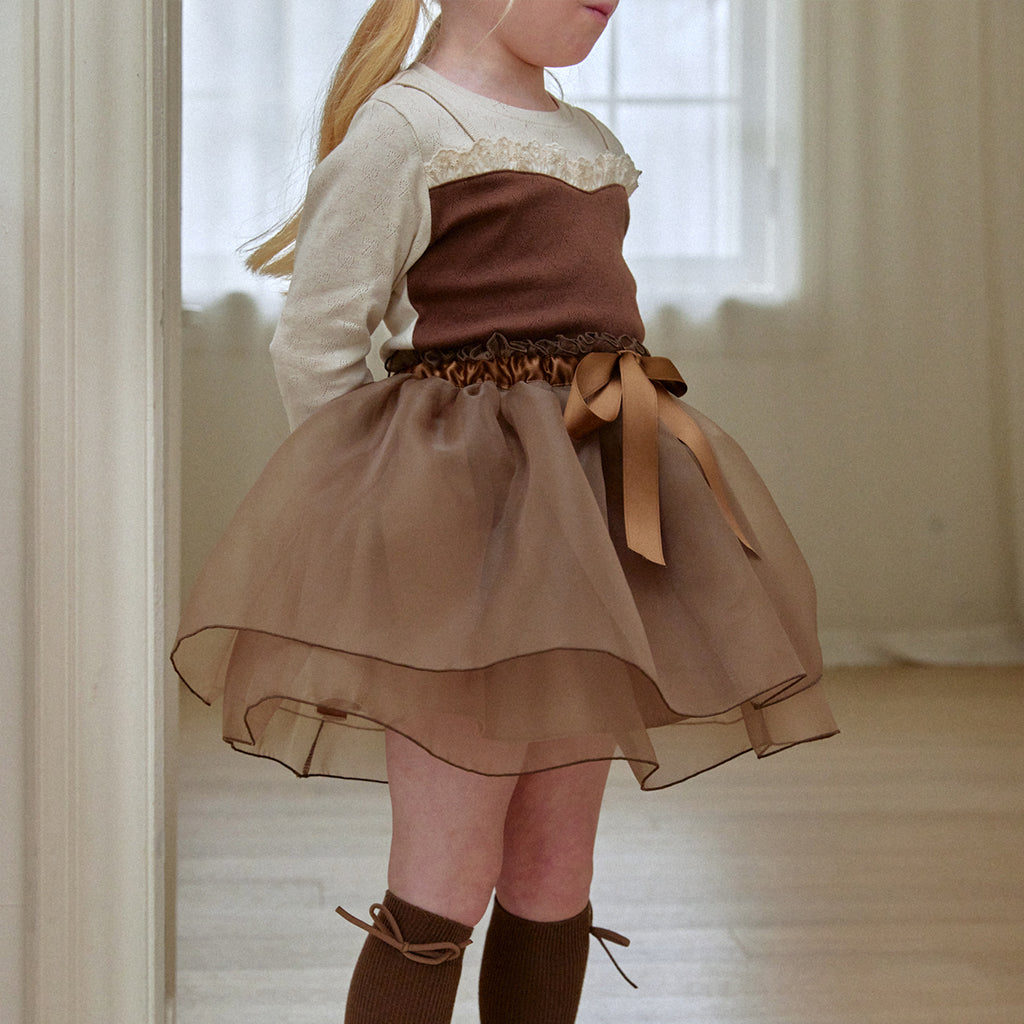 ROA Ballet tutu double layer tulle Brown – girls bottom close-up detail
