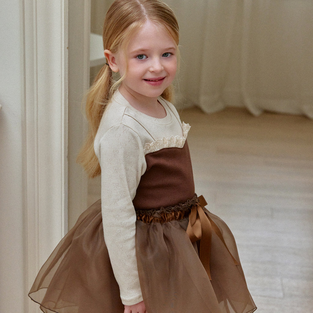 Ballet Tutu Double Layer Tulle Skirt - Brown