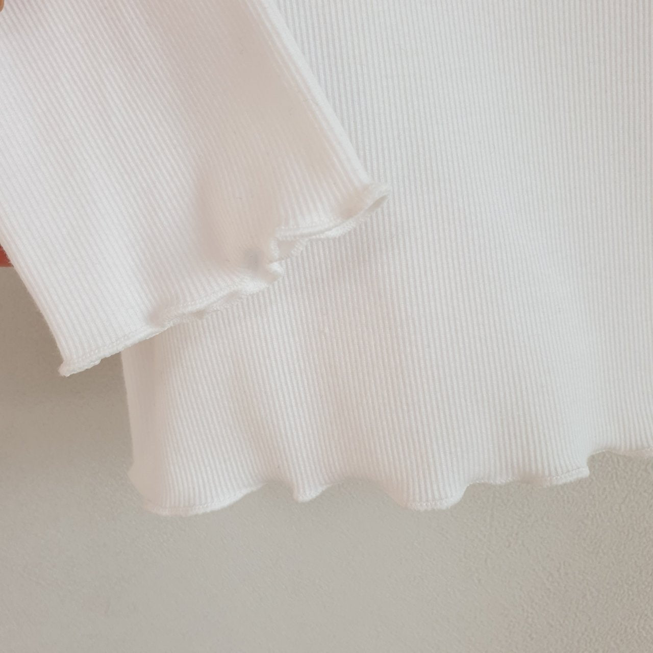 Eclair Soft Cotton Tee Ivory – girls top close-up detail