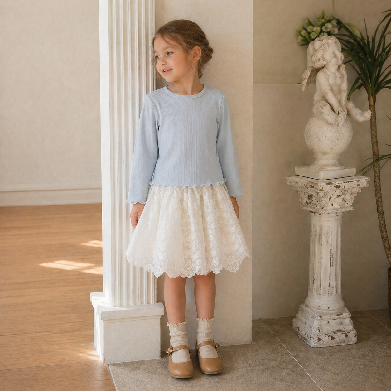 Child wearing Eclair Soft Cotton Tee in Blue