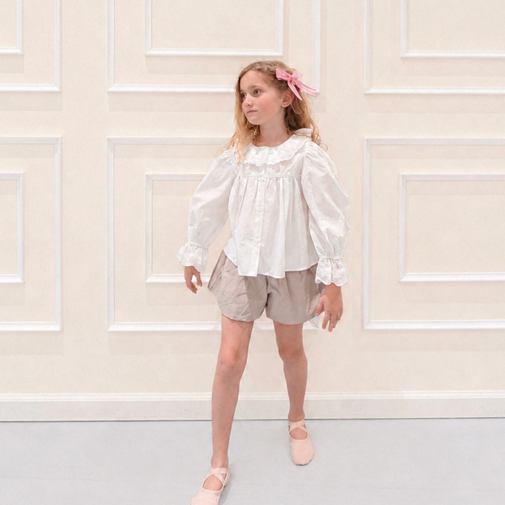 NOU NOU Miu Wide Culotte Shorts in Beige | cotton girls bottom | Victoria Kids Wear