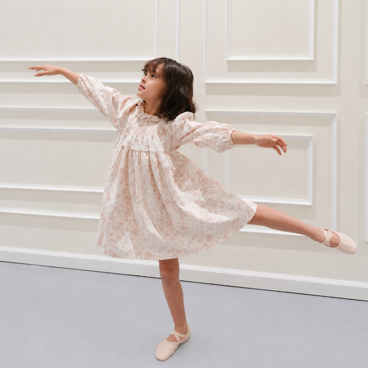 Eclair Hailey Toile De Jouy Print Dress in Pink | cotton girls dress | Victoria Kids Wear
