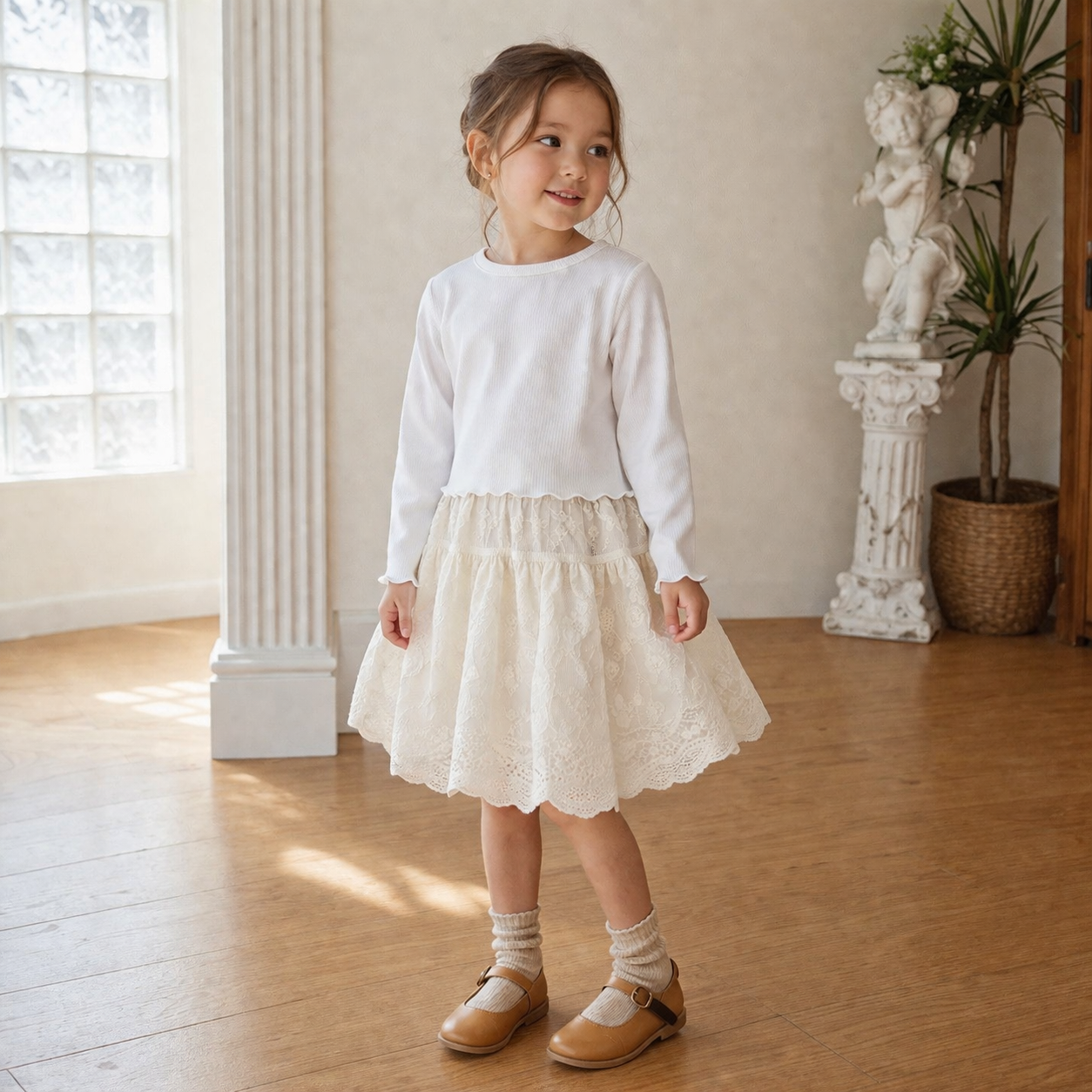 Child wearing Eclair Soft Cotton Tee in Ivory