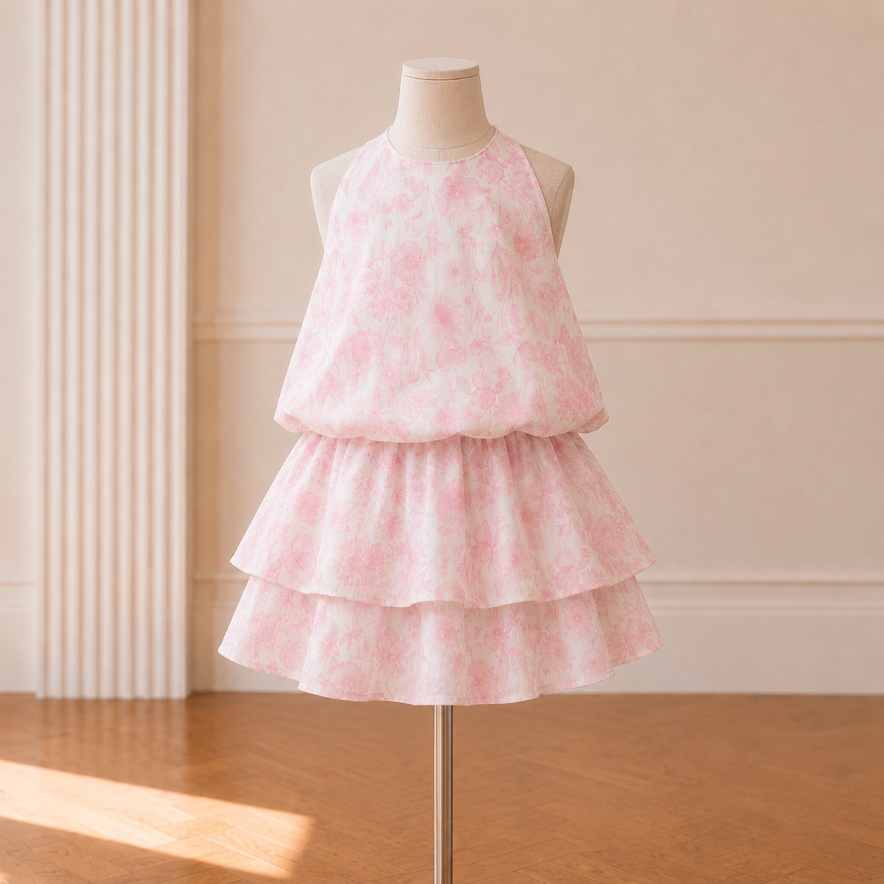 Antique Floral Two-Piece Set - pink