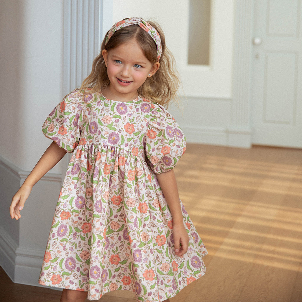Child wearing NOU NOU Freesia Floral A-Line Dress in Pink