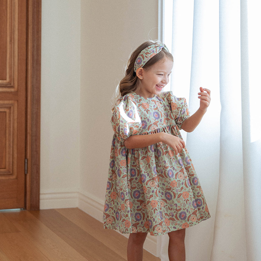 Freesia Floral A-Line Dress - Mint