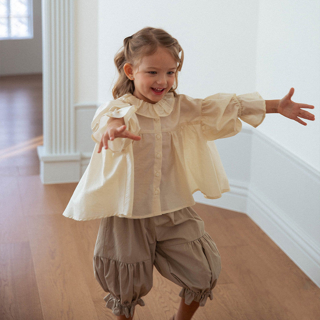 Silky Petal Flounce Blouse - Gold