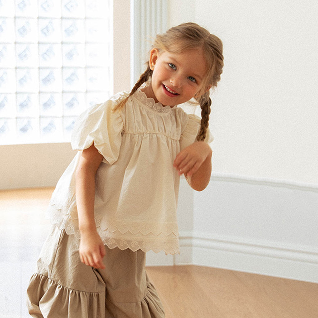 Mignon Puff Sleeve Lace Blouse - Natural