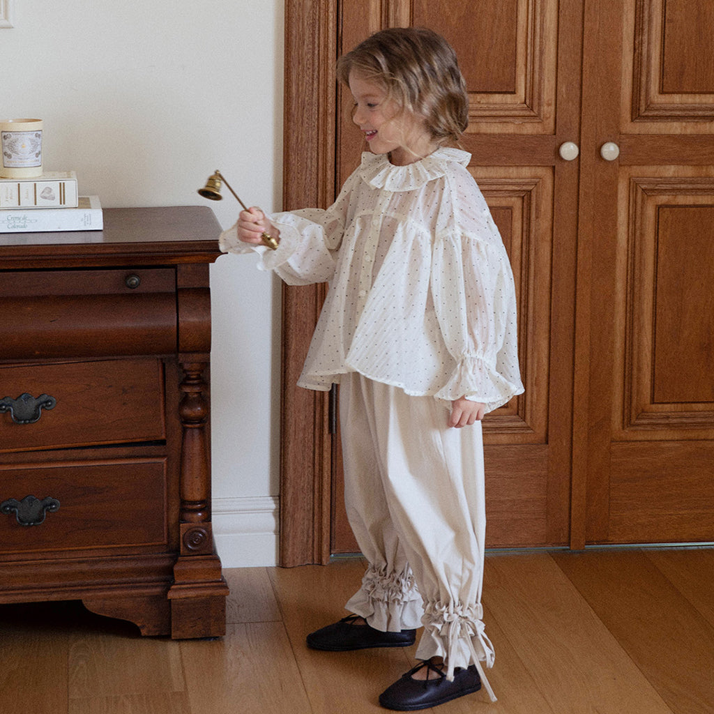 Spring Smocked Waist Pants - Light Beige