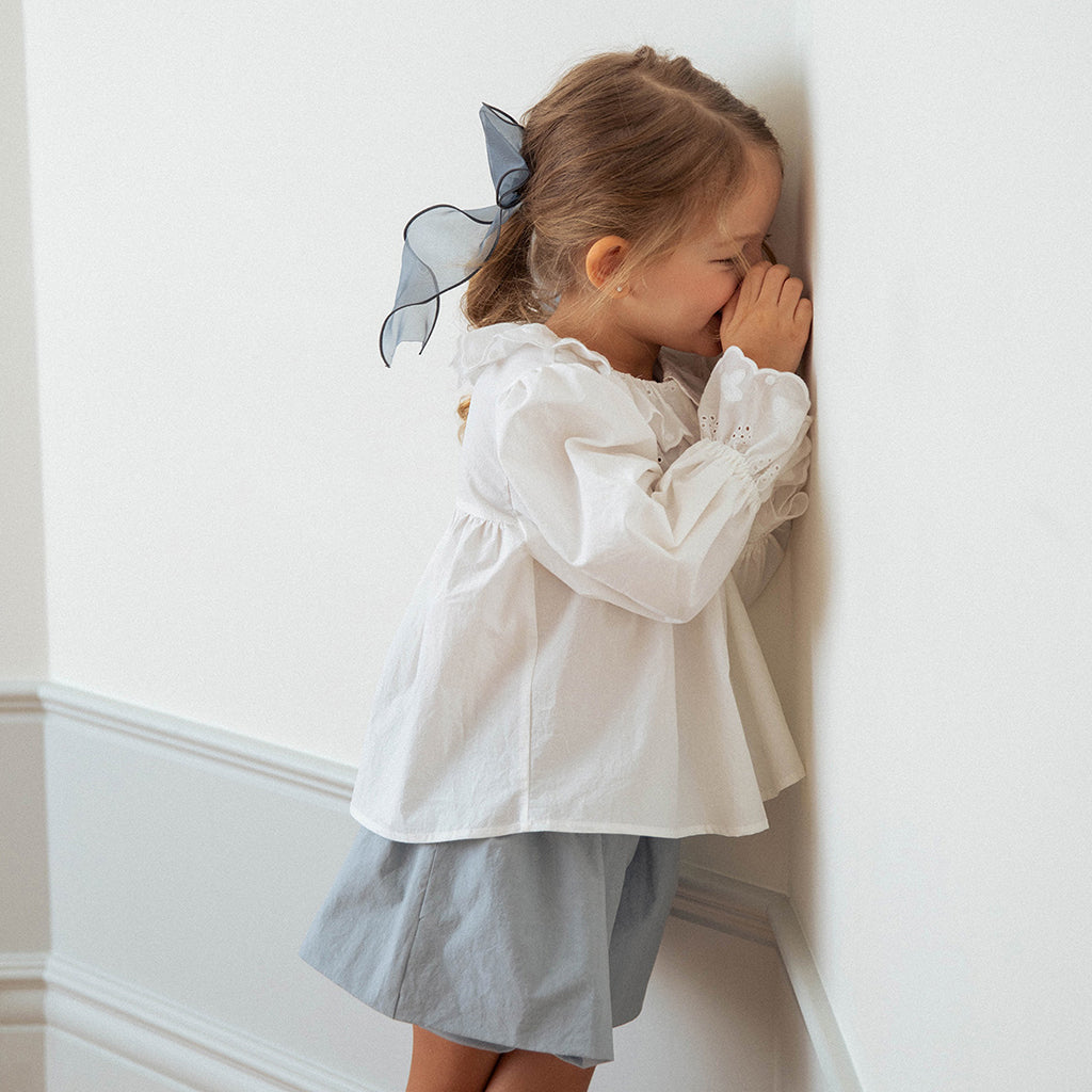 NOU NOU Miu Wide Culotte Shorts Blue – girls bottom close-up detail