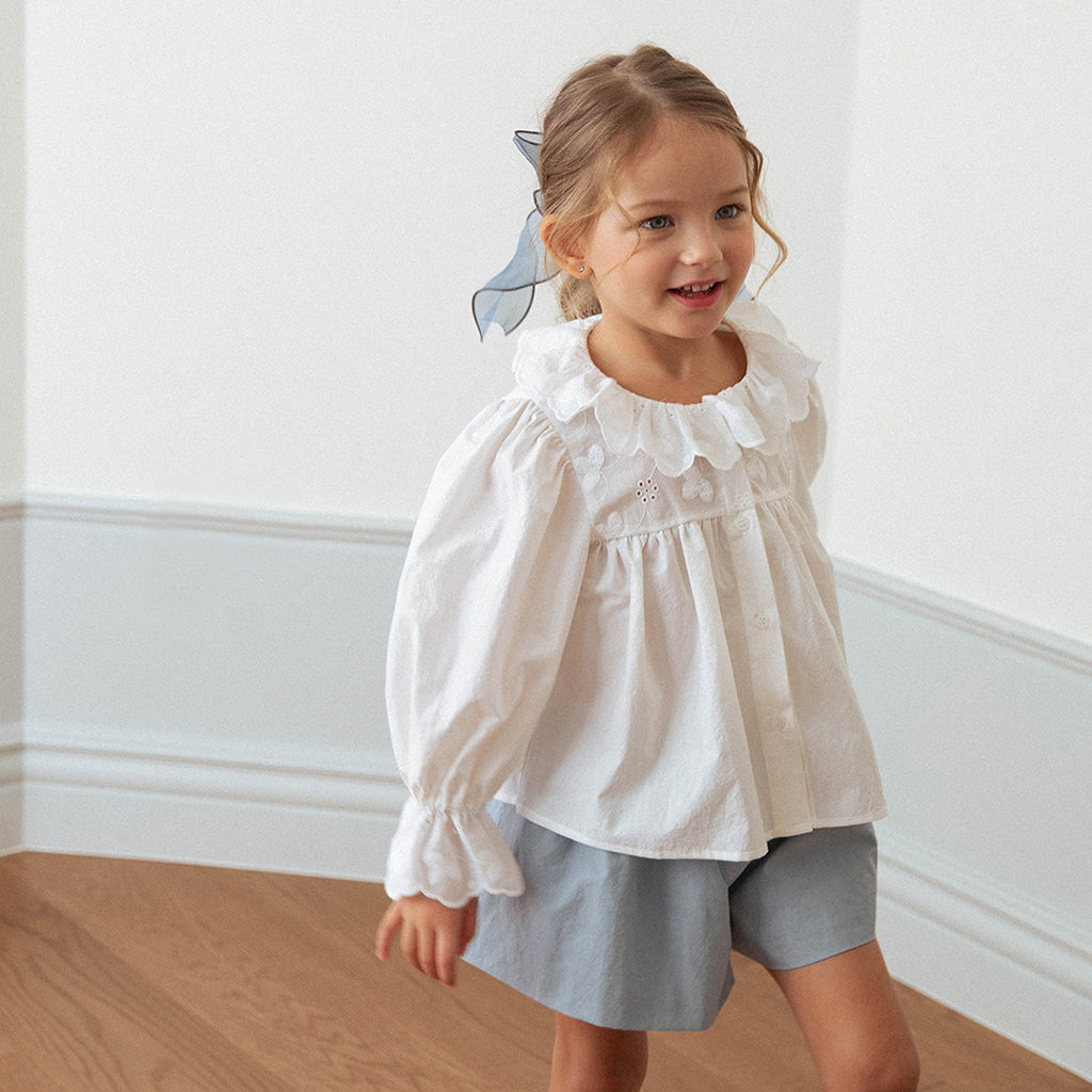 NOU NOU Miu Wide Culotte Shorts Blue – girls bottom alternate view