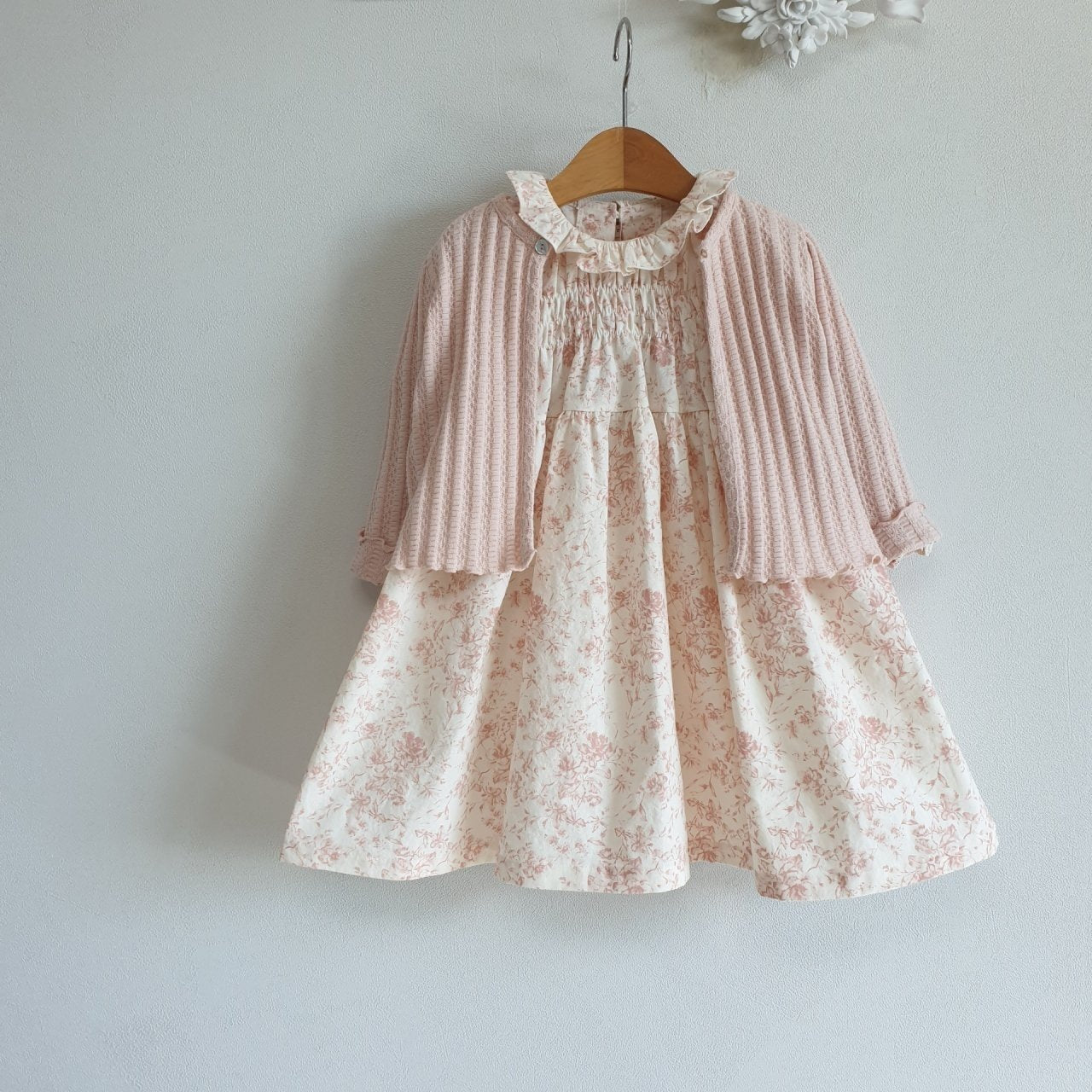 Eclair Hailey Toile De Jouy Print Dress in Pink | cotton girls dress | Victoria Kids Wear