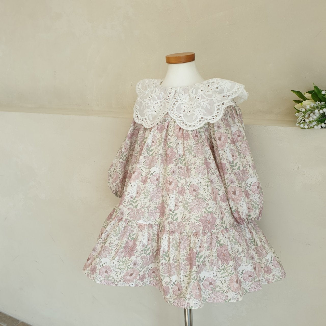 Eclair Kate Cotton Eyelet Dress in Pink | cotton girls dress | Victoria Kids Wear