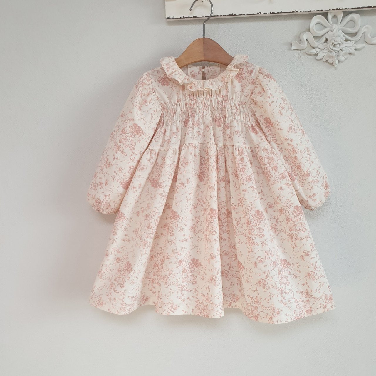 Eclair Hailey Toile De Jouy Print Dress in Pink | cotton girls dress | Victoria Kids Wear