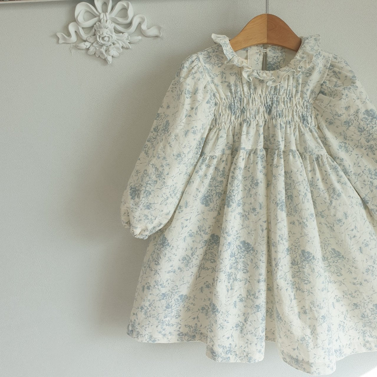 Eclair Hailey Toile De Jouy Print Dress in Blue | cotton girls dress | Victoria Kids Wear