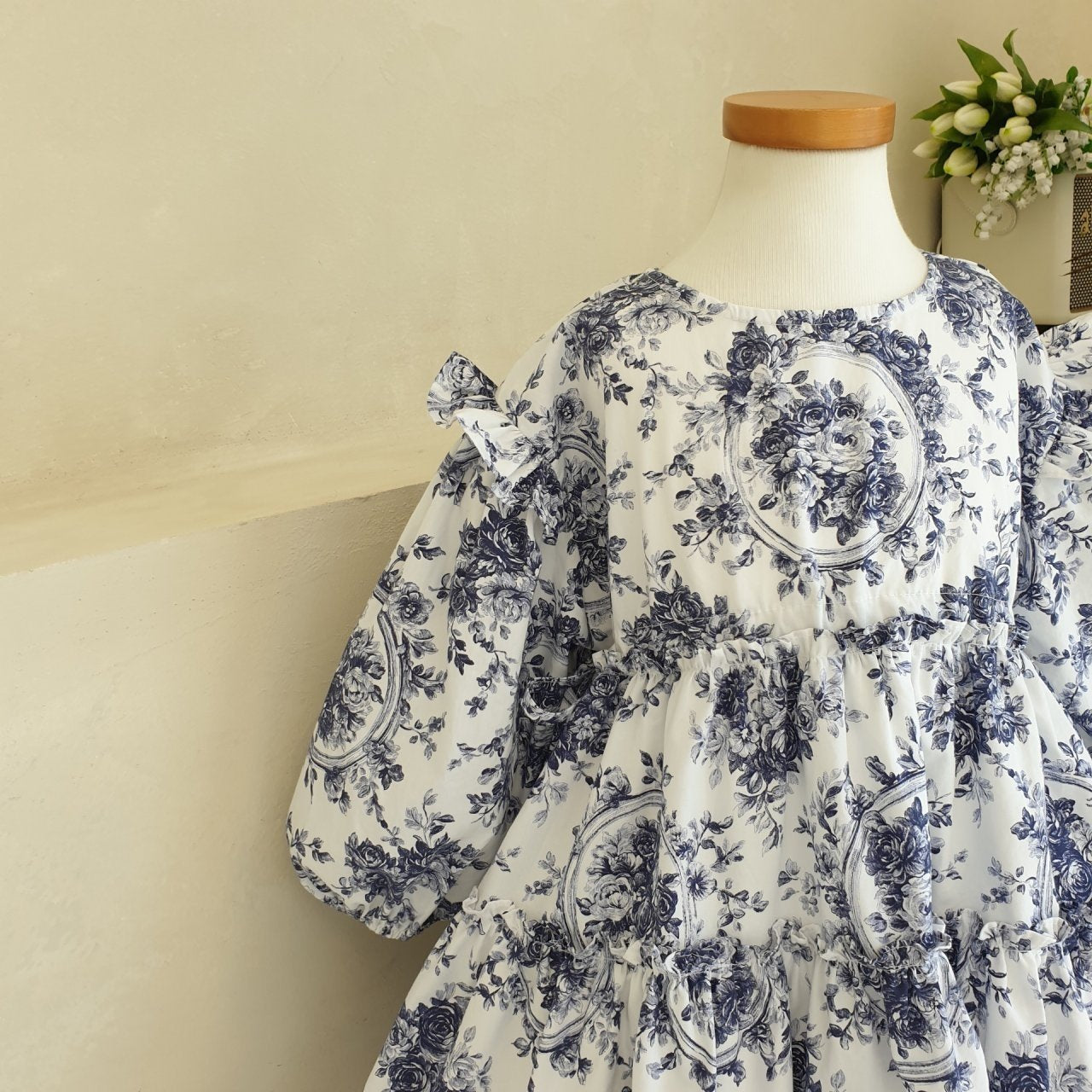 Eva Tiered Puff Sleeve Dress - Blue