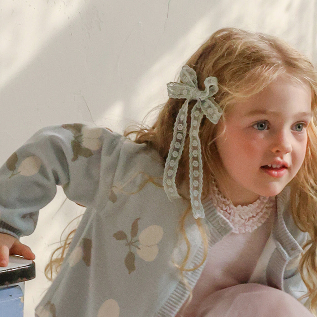 Puella Flo Mitchell Lace Bow Hair Clip in Green | girls hair accessory | Victoria Kids Wear