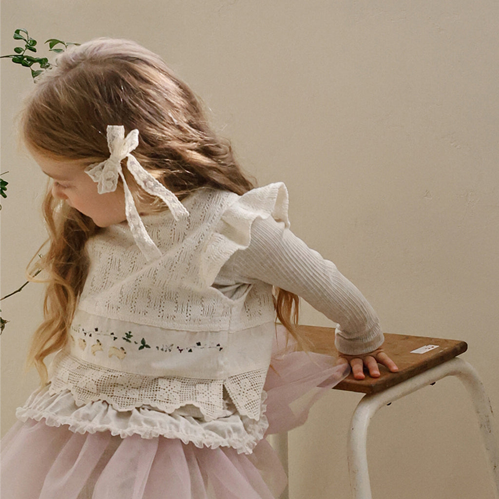 Mitchell Lace Bow Hair Clip - Ivory