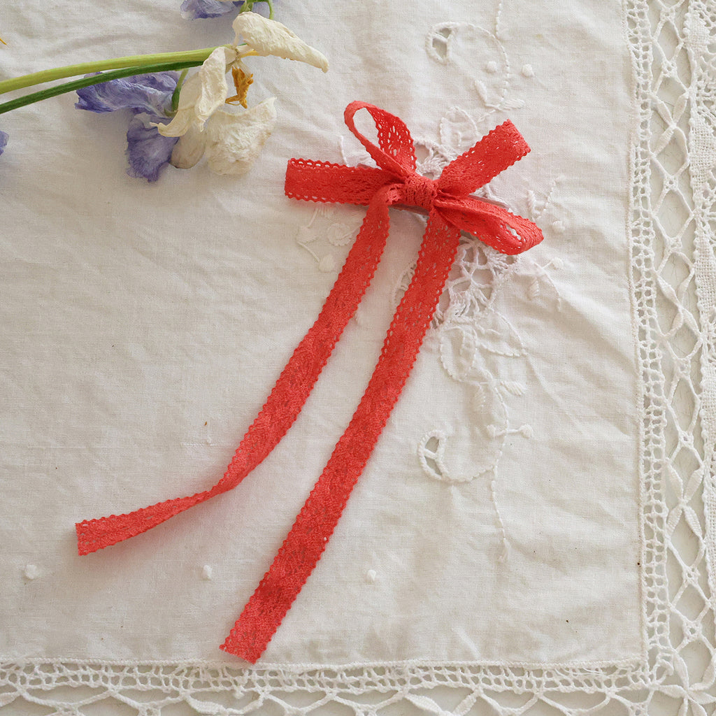 Puella Flo Jen Floral Hair Pin Red – girls hair accessory close-up detail