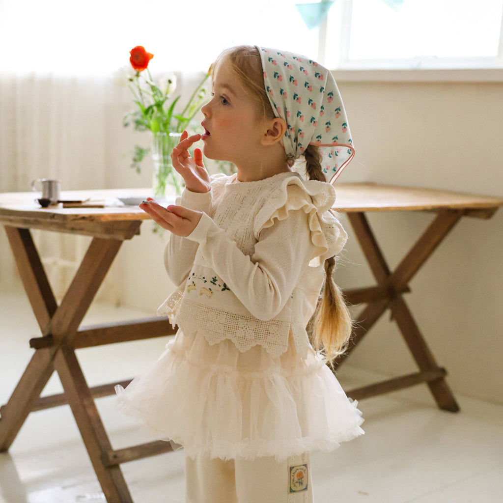 Puella Flo Arona Scarf Pattern C Ivory – girls hair accessory alternate view