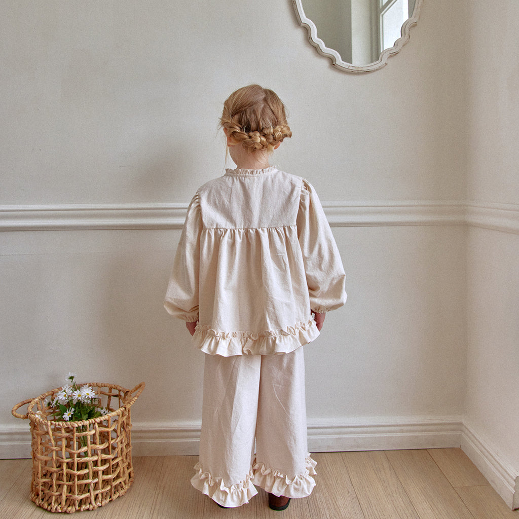 Square Frill Coord Set - Cream