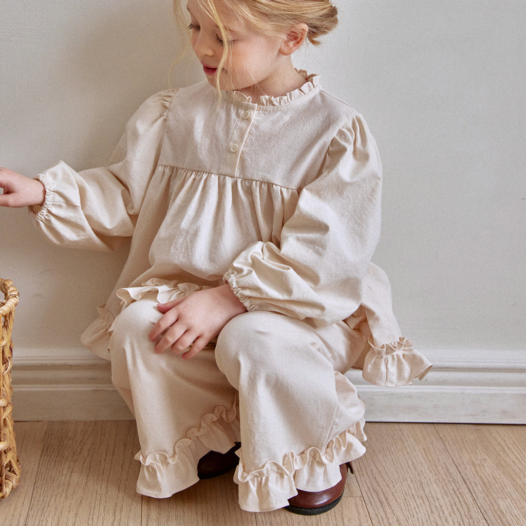 Square Frill Coord Set - Cream