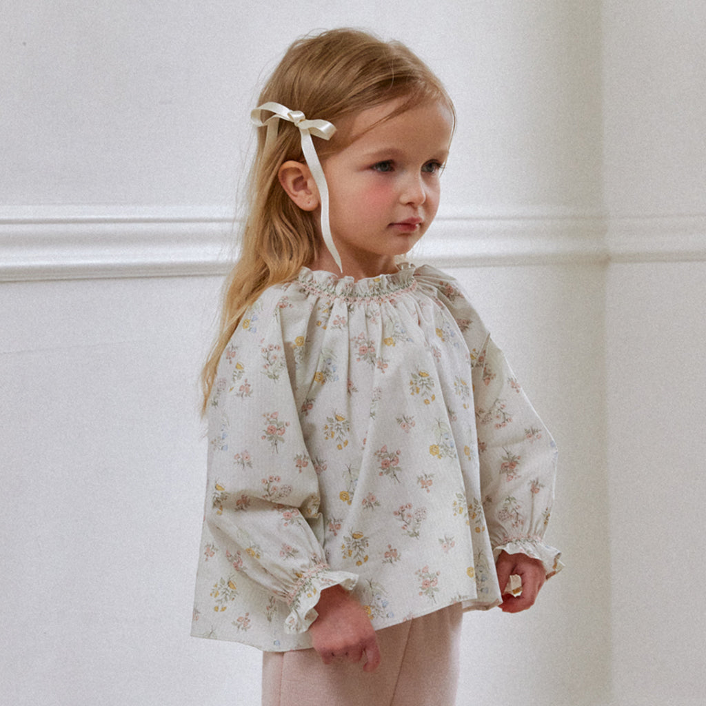 ROA Smocked Floral Print Blouse in Floral | cotton girls top | Victoria Kids Wear