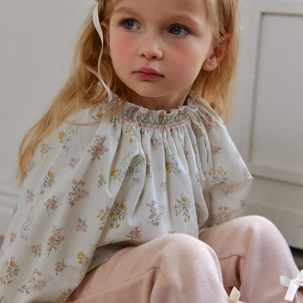 Smocked Floral Print Blouse - Floral