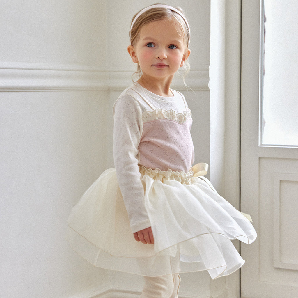 ROA Ballet tutu double layer tulle in Cream | polyester girls bottom | Victoria Kids Wear