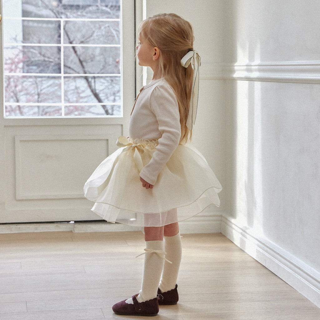 Child wearing ROA Ballet tutu double layer tulle in Cream
