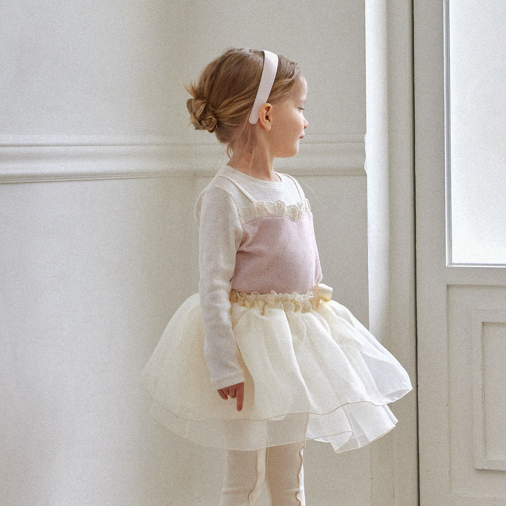 ROA Ballet tutu double layer tulle Cream – girls bottom alternate view