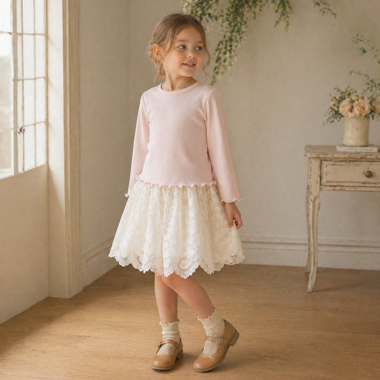 Child wearing Eclair Soft Cotton Tee in Pink